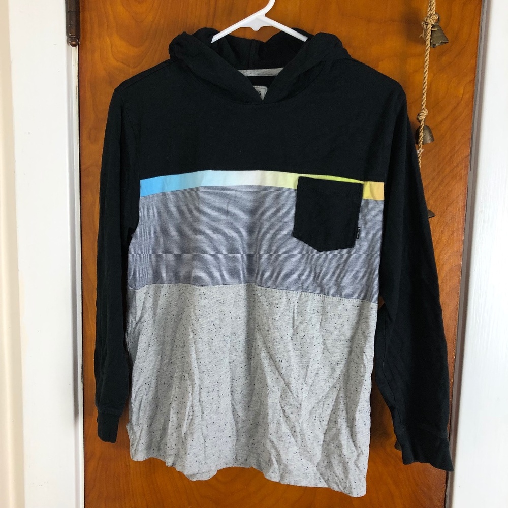 Billabong Hooded Long Sleeve Tee Black Gray Size XL